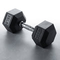 Hex Dumbbell Designed for Serious Training, 35LB Solid Cast Iron, Virgin Rubber Coating, Knurled Steel Handle