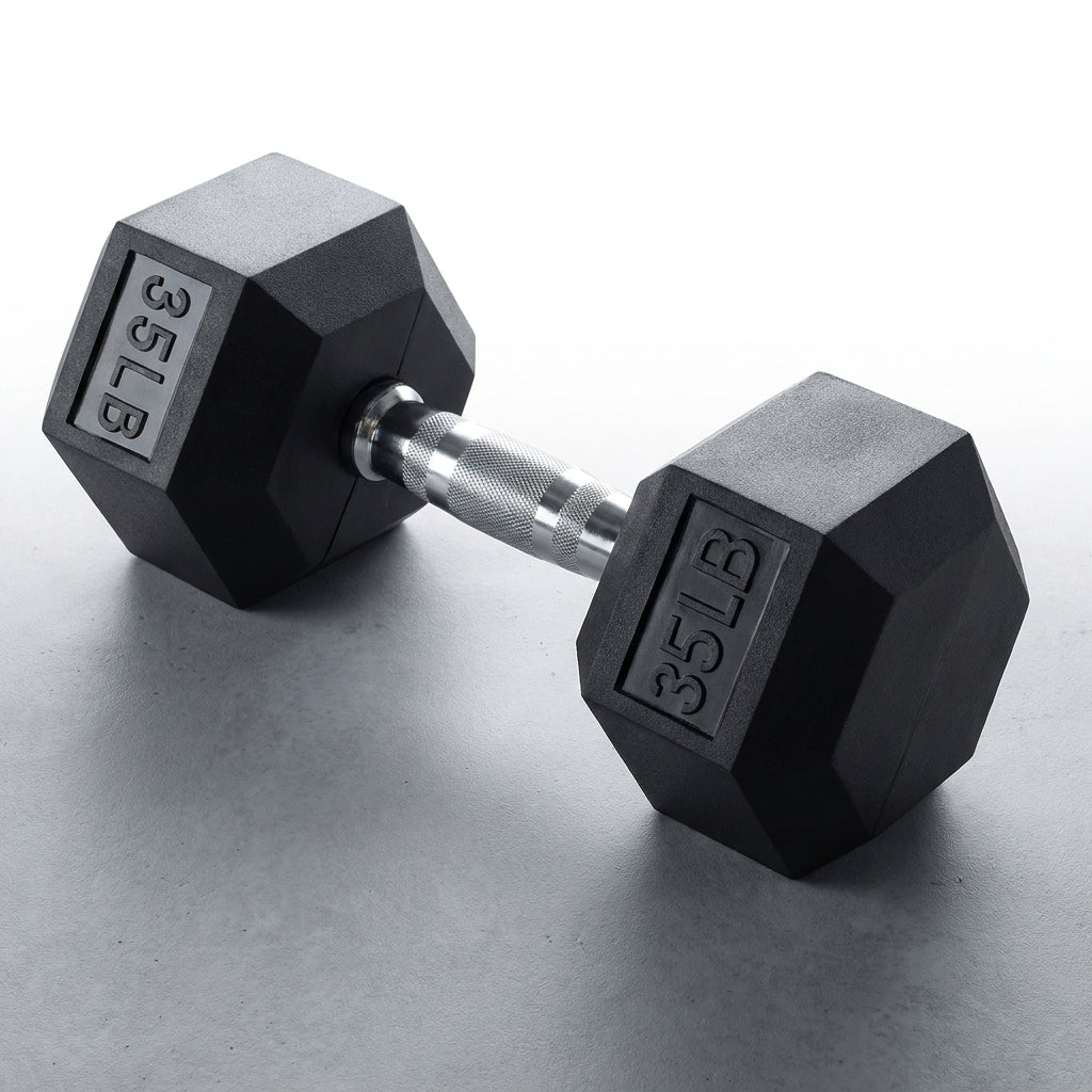 TitanForge Elite Hex 35LB Dumbbell — Studio Shot