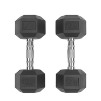 Hex Dumbbell Designed for Serious Training, 35LB Solid Cast Iron, Virgin Rubber Coating, Knurled Steel Handle