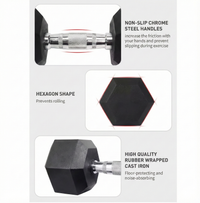 Hex Dumbbell Designed for Serious Training, 35LB Solid Cast Iron, Virgin Rubber Coating, Knurled Steel Handle